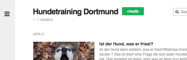Hundetraining Dortmund bei Feedly abonnieren